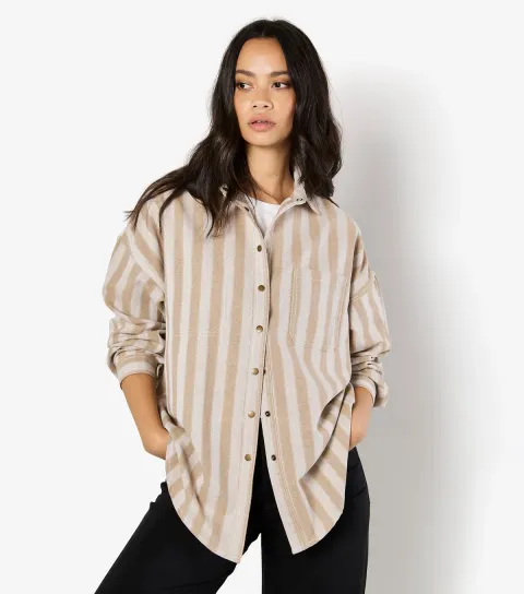 Apricot Women's Stone Oversized Striped Shirt