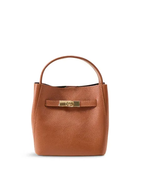 Wonder Golden Lock Leather Bucket Bag