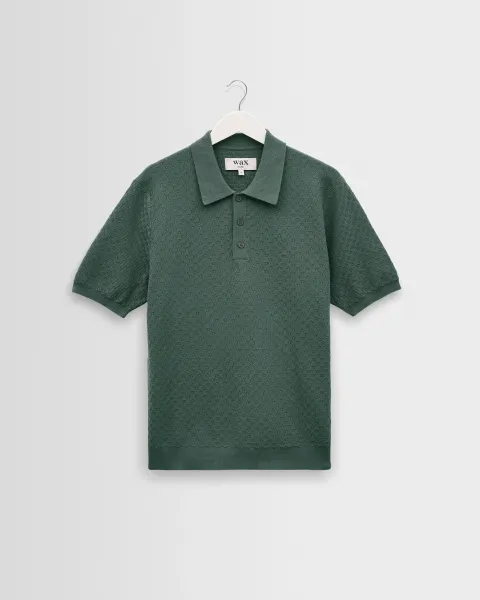 Naples - Sea Green Retro Diamond Knitted Polo
