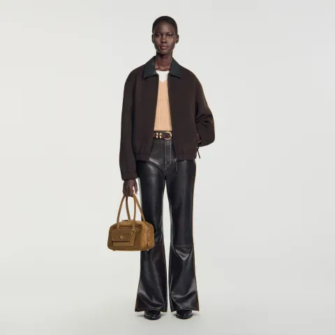 Double-faced leather collar jacket