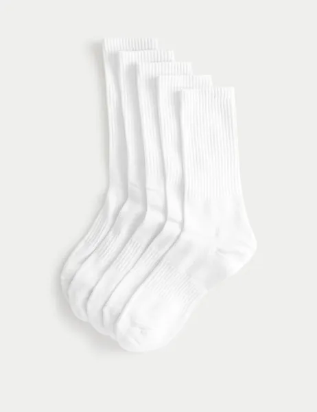 Goodmove 5 Pack Cool & Fresh Cotton Rich Sports Socks White