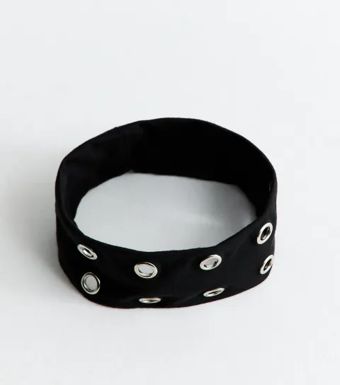 Black Eyelet Stretchy Headband