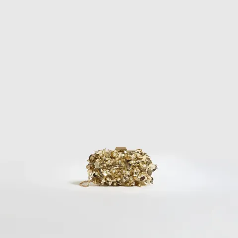 River Island 3D Floral Embellished Hard Clutch Bag