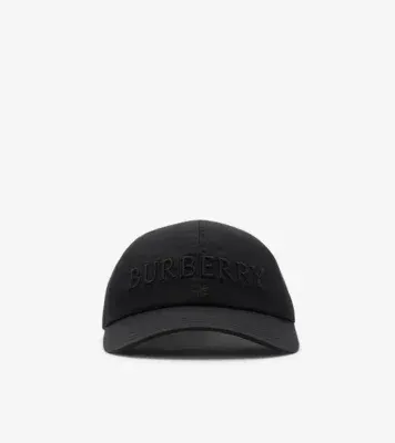 Logo Gabardine Baseball Cap in Black