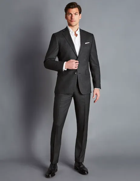Charles Tyrwhitt Slim Fit Super 120s Wool Suit Trousers Grey