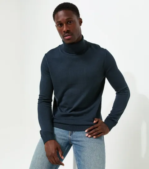 New Look Men's Navy Regular Fit Knitted Roll Neck Jumper