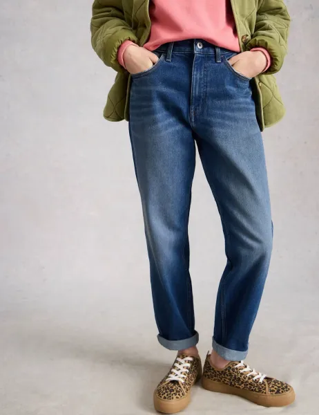 White Stuff Mid Rise Straight Leg Jeans Blue Denim