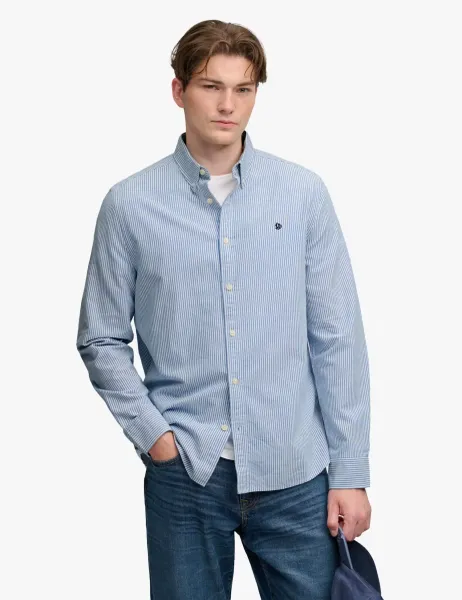 Superdry & Co Relaxed Fit Pure Cotton Striped Oxford Shirt Light Blue