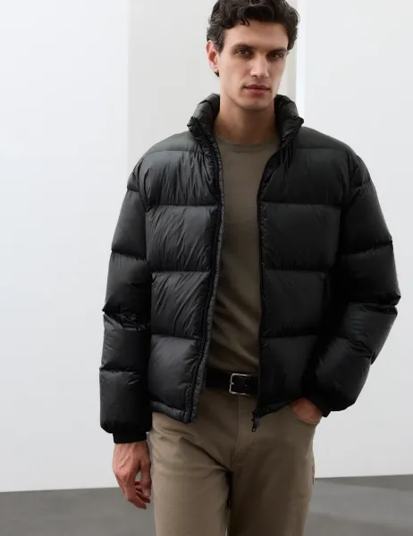 Autograph Feather And Down Funnel neck Puffer Jacket Black