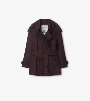 Short Gabardine Fitzrovia Trench Coat in Wine red - Women, Cotton Gabardine