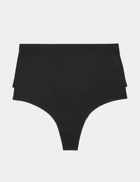 Body by M&S 2 Pack Body Invisibles No VPL Shaping Thongs Black