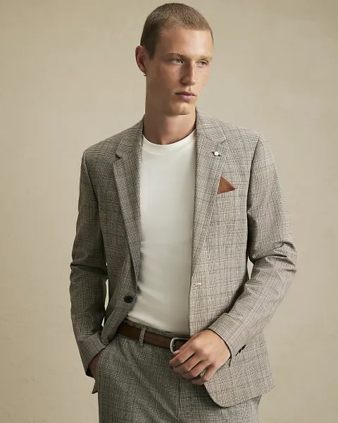 River Island Skinny Fit Check Suit Jacket