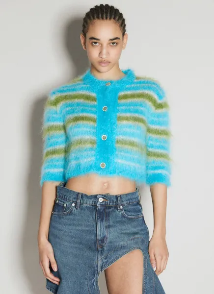 Mohair-Blend Striped Cardigan