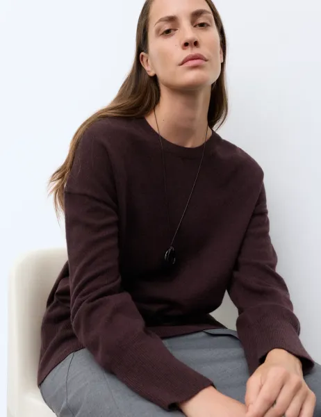 Autograph Pure Cashmere Longline Jumper Dark Aubergine