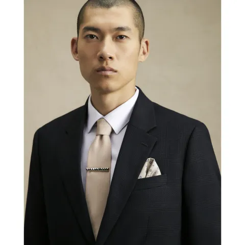 River Island Twill Tie And Printed Handkerchief Set