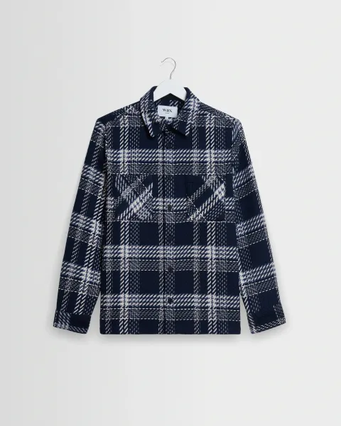 Whiting - Navy and Ecru Plaid Weave Check Overshirt