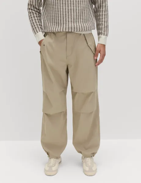 Marks & Spencer Loose Fit Elasticated Waist Parachute Trousers Putty