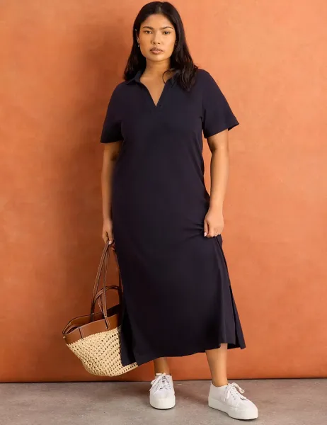 Pure Cotton Maxi T-Shirt Dress Navy