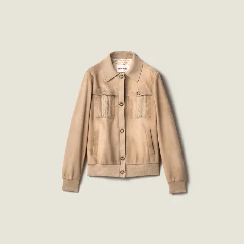 Waxed suede blouson jacket