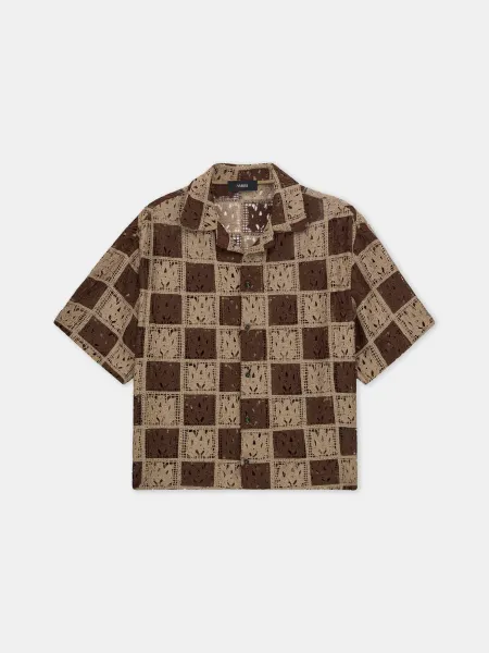 MA QUAD CHECKER OVERSIZED CAMP SHIRT - Earth
