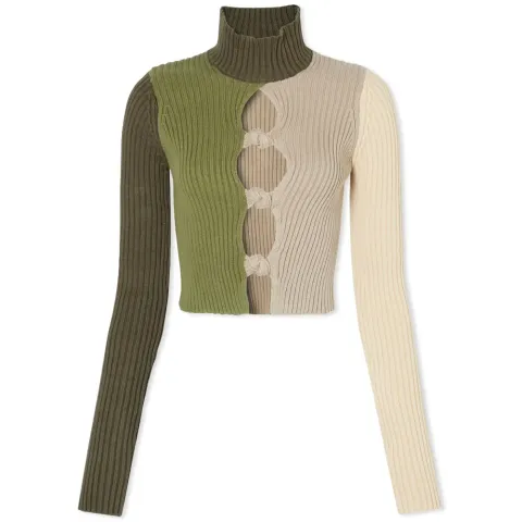 Long Sleeve Rib Knit Knotted Top