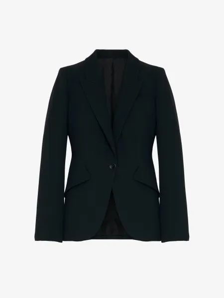 Peak Shoulder Leaf Crepe Jacket