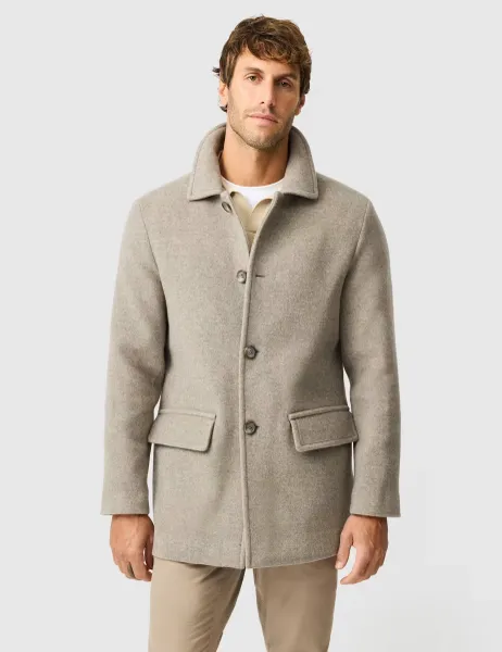 Rodd & Gunn Wool Point Collar Button Front Overcoat Natural