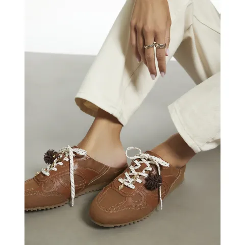 River Island Pom Pom Charm Mule Trainers