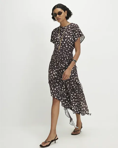River Island Polka Dot Hybrid T-Shirt Midi Dress