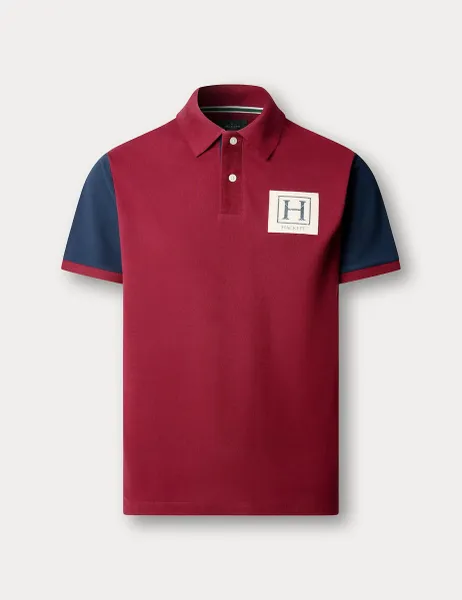 Hackett Pure Cotton Colour Block Polo Shirt Red