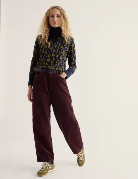 Seasalt Cornwall Pure Cotton Jersey Floral Notch Neck Shirt Navy Mix