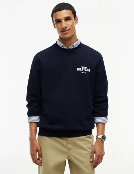 Tommy Hilfiger Pure Cotton Crew Neck Sweatshirt Navy