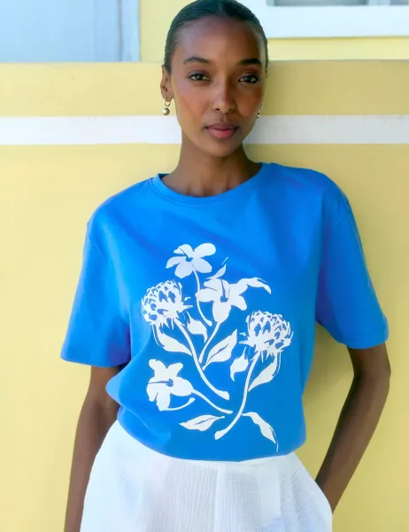 Regatta Baska Pure Cotton Printed T-Shirt Blue Mix