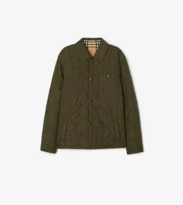 Reversible Quilted Nylon Brighton Overshirt in Shale green