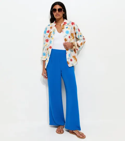 New Look Women's Bright Blue Wide Leg Trousers