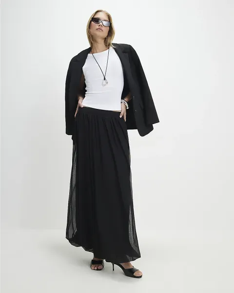 River Island Mesh Bubble Hem Midi Skirt