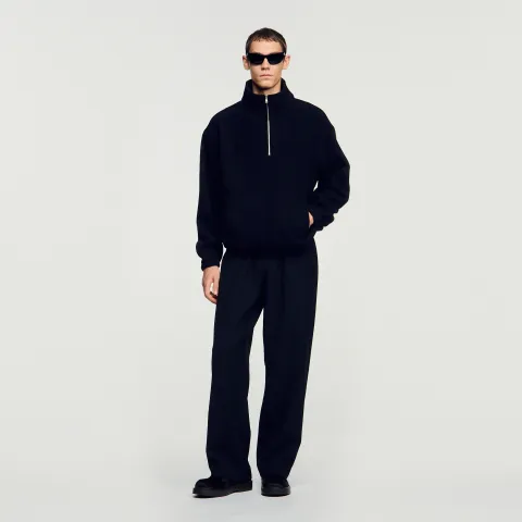 SANDRO Zipped standing collar sweatshirt