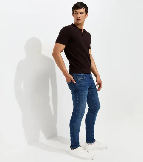 New Look Men's Dark Blue Cotton Rich Skinny Fit Jeans