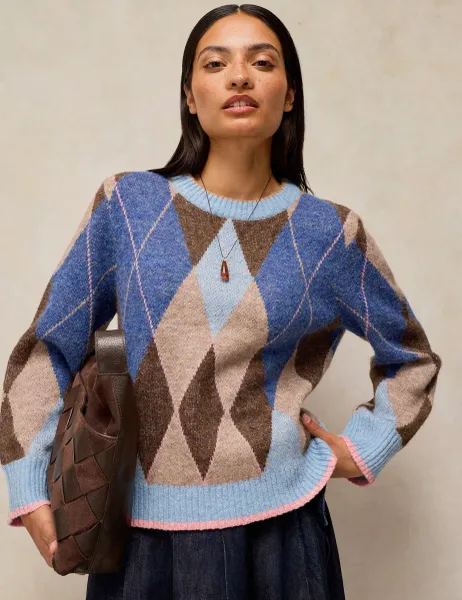 White Stuff Patterned Crew Neck Knit Jumper