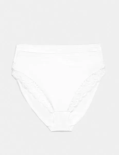 Marks & Spencer 2 Pack Amelia Lace Cotton Rich Shaping Knickers White