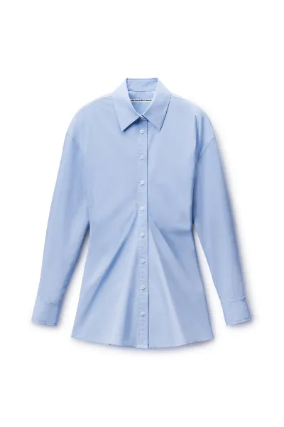 Stretch Cotton Zip Shirt Dress