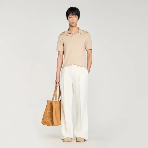 Short-sleeved V-neck polo shirt