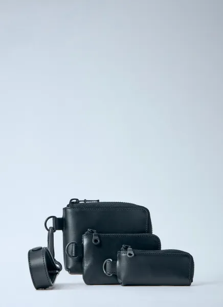 Matte Steer Leather Three Layers Pouch
