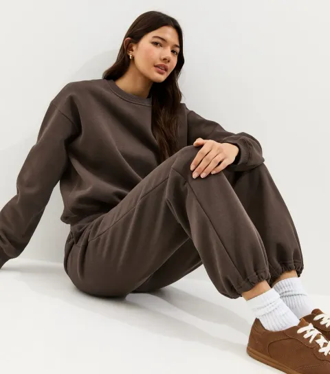 Women's Dark Brown Toggle Cuff Joggers