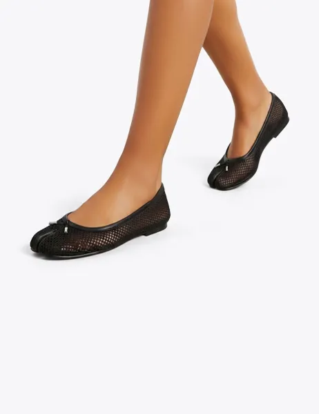 Steve Madden Calico Mesh Detail Ballet Pumps Black