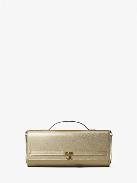 Hamilton Moderne Medium Metallic Leather Convertible Clutch