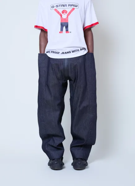Embossed Square Denim Jeans