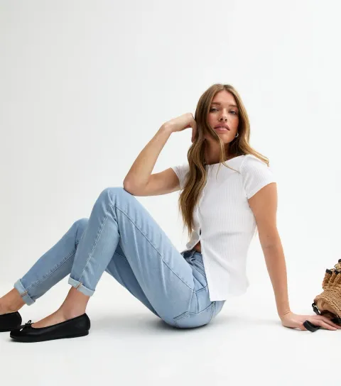 New Look Women's Pale Blue High Waist Tori Mom Jeans