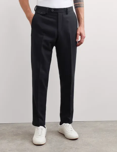 Jaeger Tailored Fit Wool Blend Trousers Dark Navy