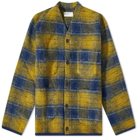 Check Wool Fleece Cardigan